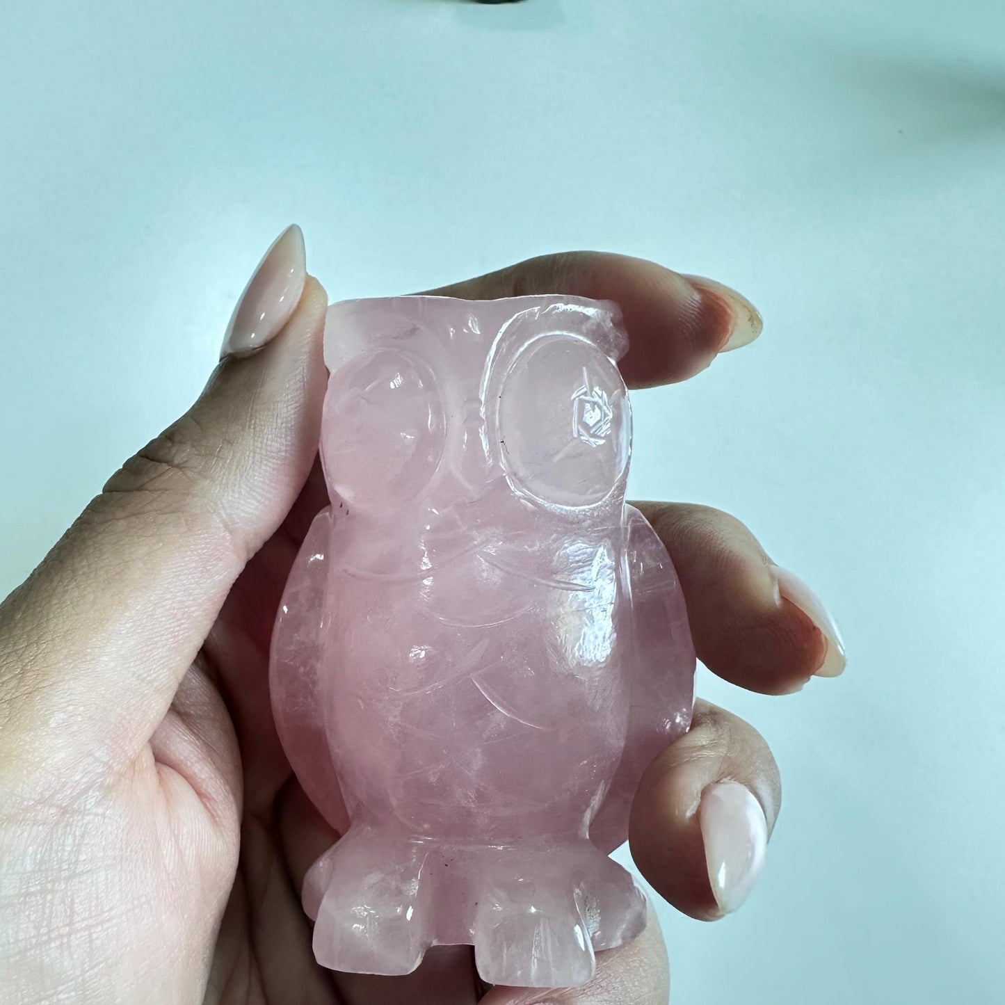 Rose quartz Owl Totem