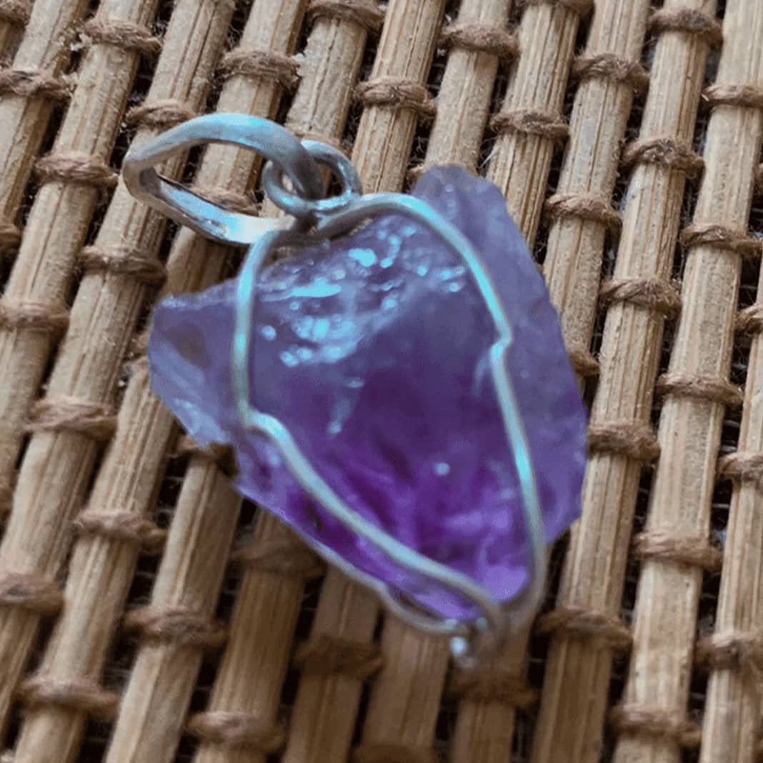 Raw Amethyst Pendant | 925 Sterling Silver