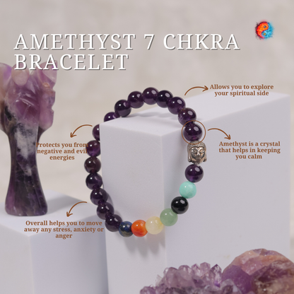 Amethyst 7 Chakra Bracelet | Power of 7 crystals