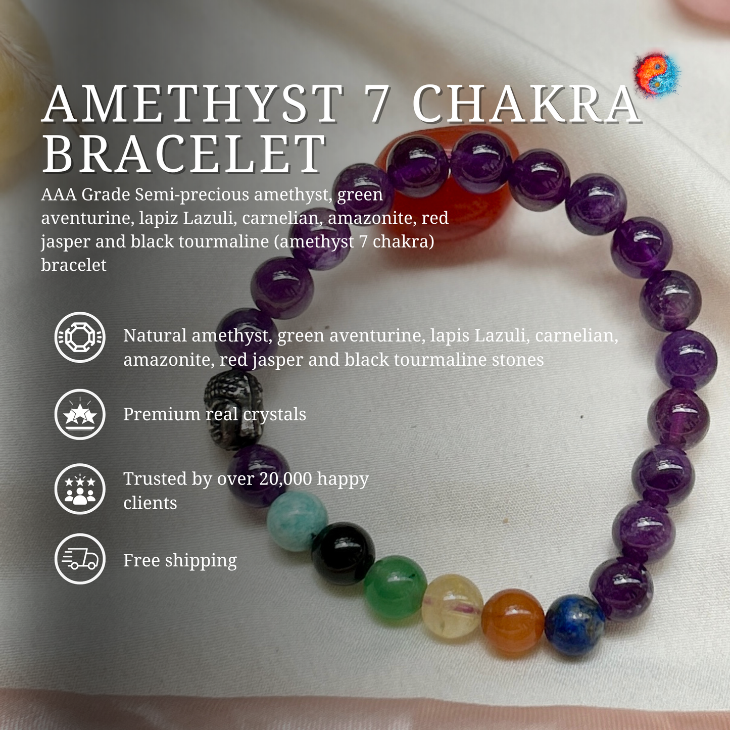 Amethyst 7 Chakra Bracelet | Power of 7 crystals