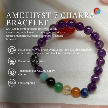 Amethyst 7 Chakra Bracelet | Power of 7 crystals