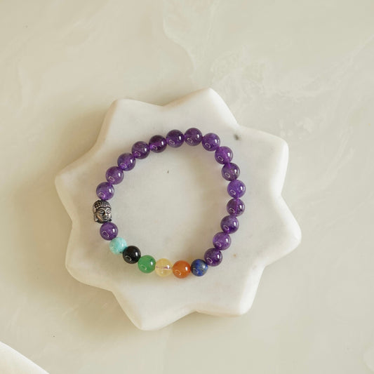Amethyst 7 Chakra Bracelet | Power of 7 crystals