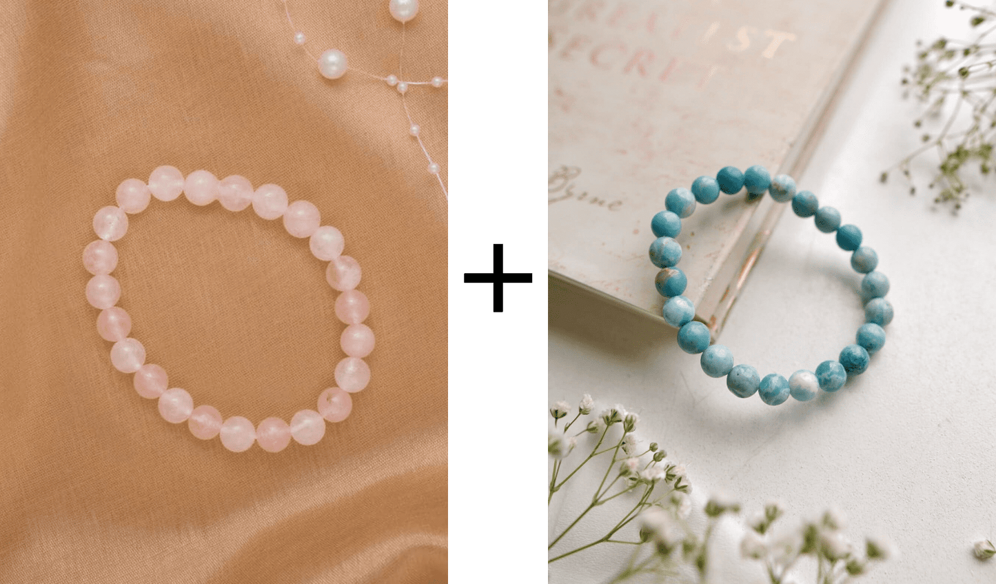 Rose Quartz + Larimar bracelet (Customized)