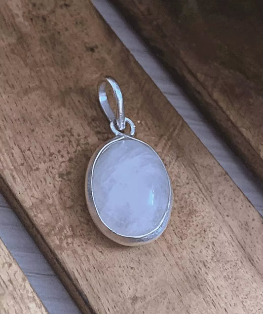 Rose Quartz Pendant Carved in Pure Silver